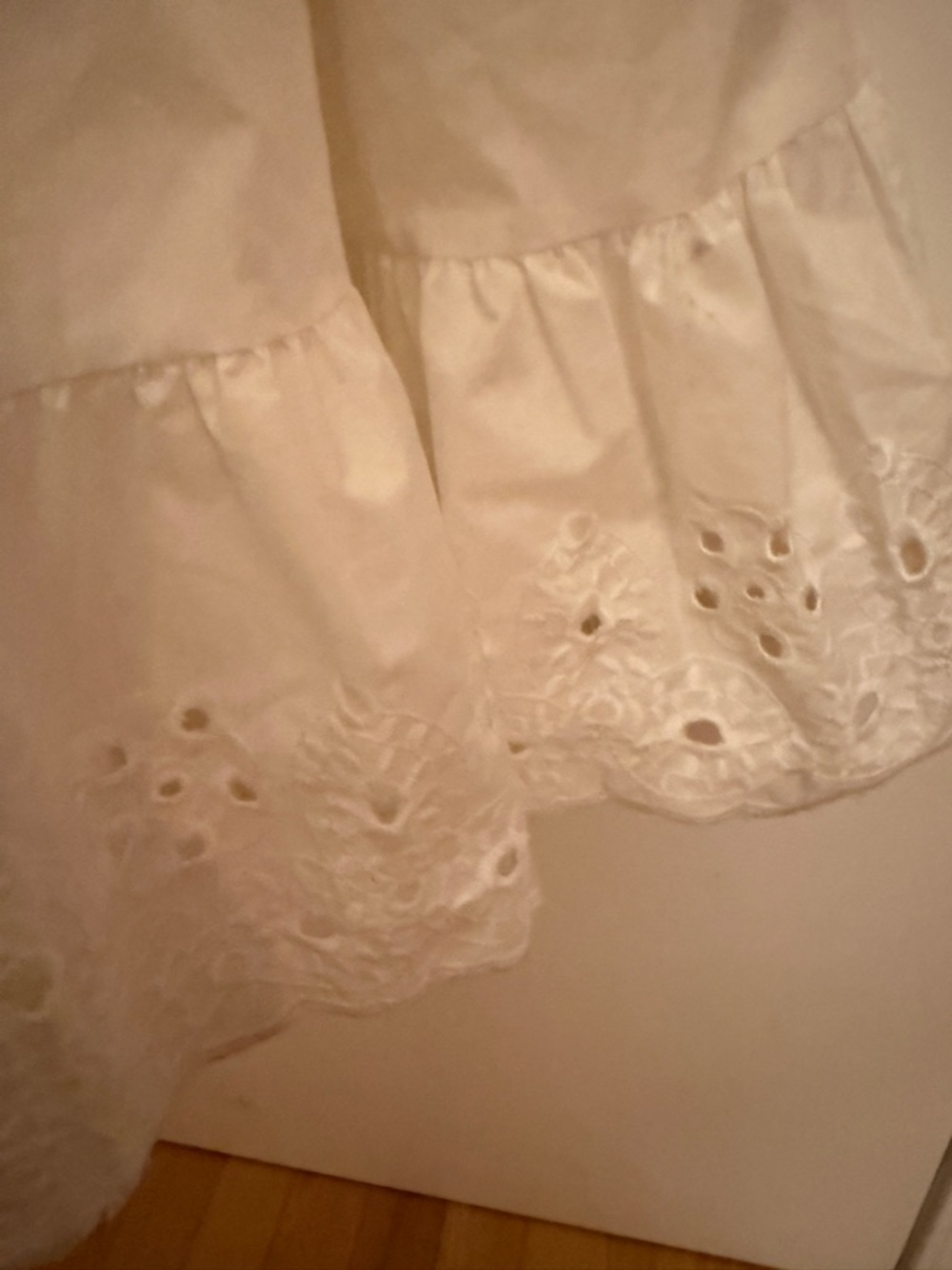 En Saison White Eyelet Midi Dress Ruffle Strap Tiered Cottagecore S Romantic - Picture 9 of 12